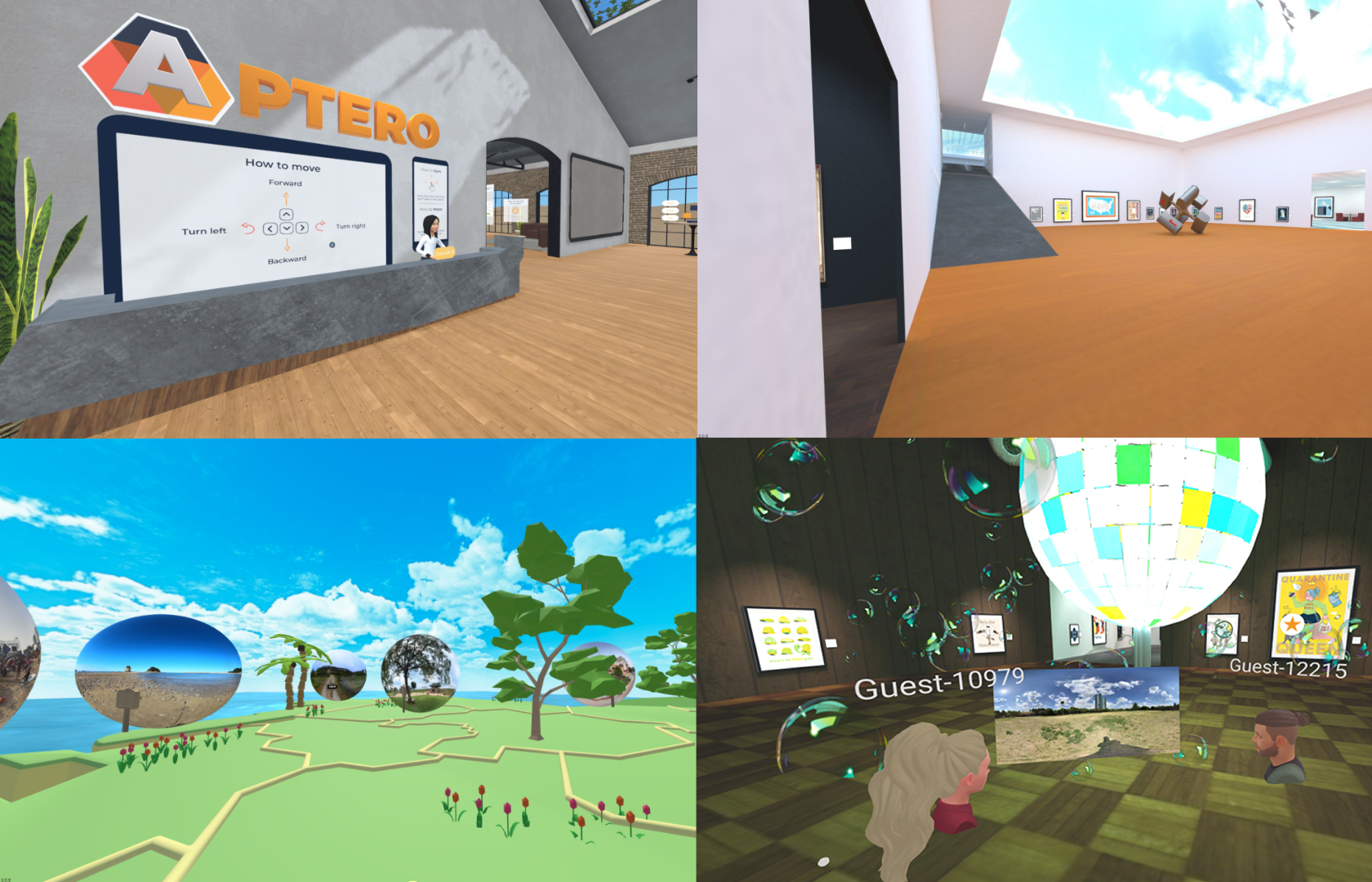 4 previews of spaces in Aptero 